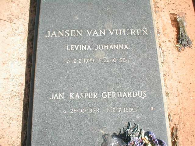 VUUREN Jan Kasper Gerhardus, Jansen van 1922-1990 &amp; Levina Johanna 1929-1984
