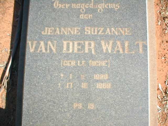 WALT Jeanne Suzanne, van der nee LE RICHE 1928-1969
