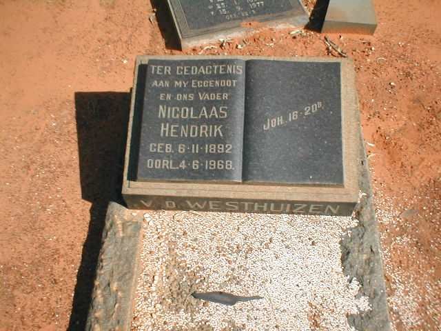 WESTHUIZEN Nicolaas Hendrik, v.d. 1892-1968