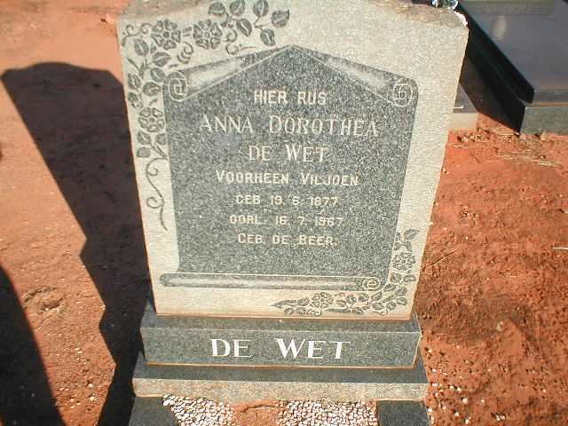 WET Anna Dorothea, de voorheen VILJOEN 1877-1967