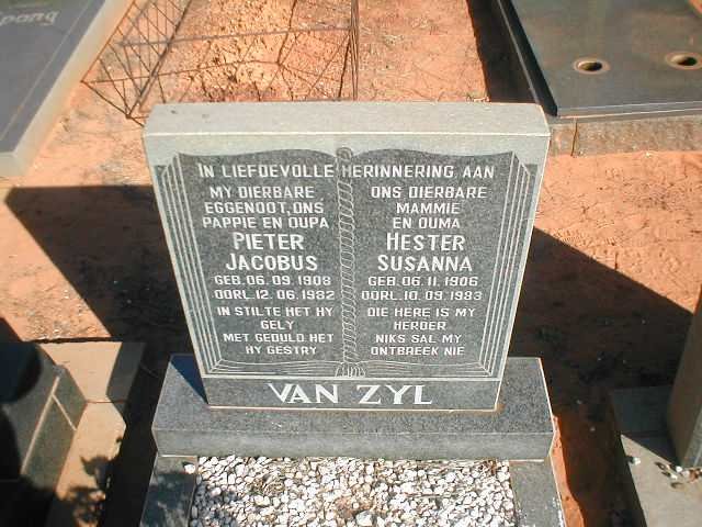 ZYL Pieter Jacobus, van 1908-1982 &amp; Hester Susanna 1906-1983