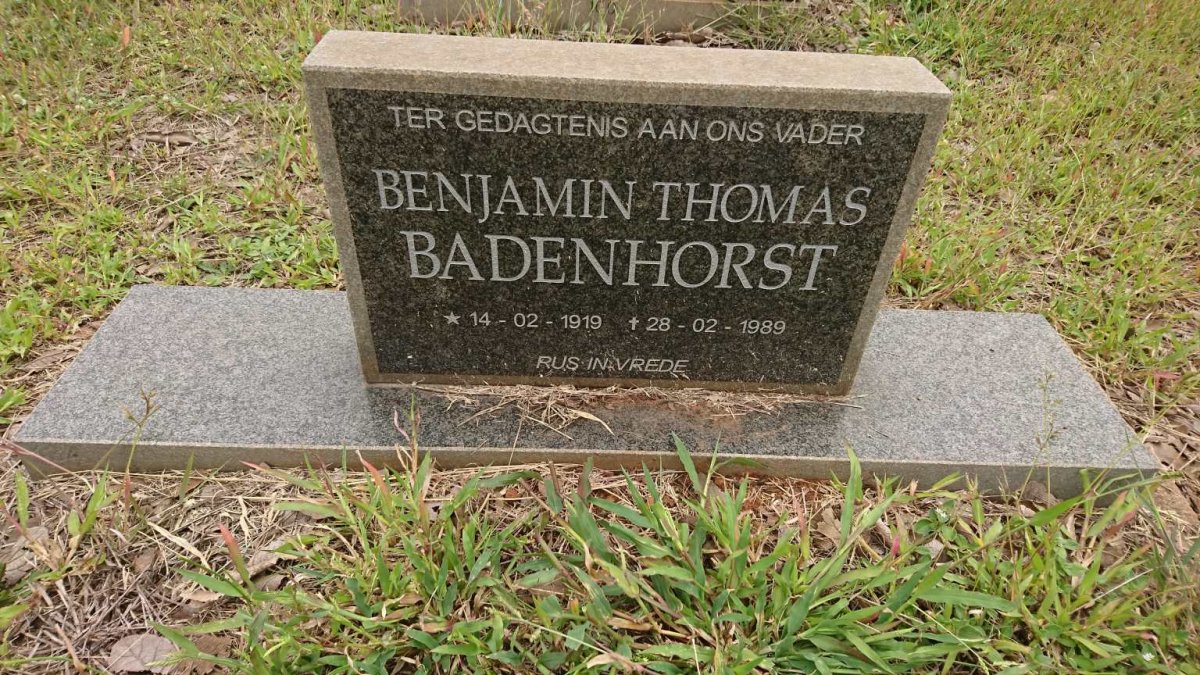 BADENHORST Benjamin Thomas 1919-1989