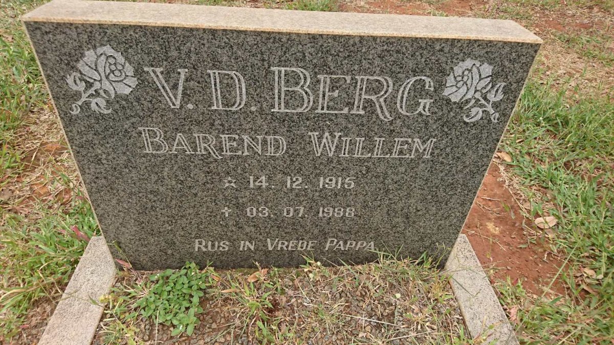 BERG Barend Willem, v.d. 1915-1988