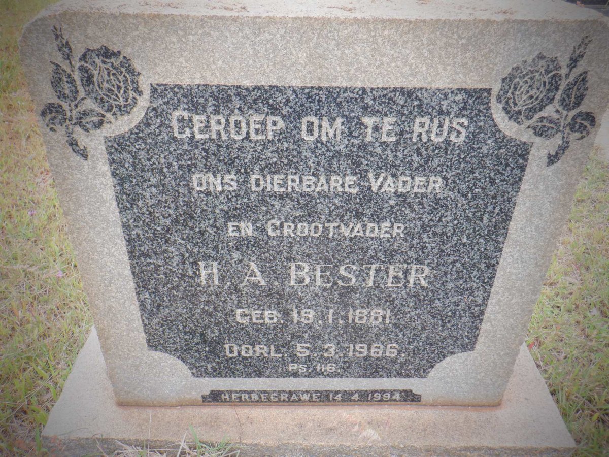BESTER H.A. 1881-1986