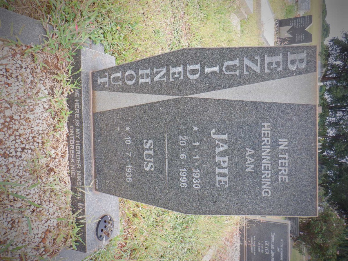 BEZUIDENHOUT Japie 1930-1996 &amp; Sus 1936-