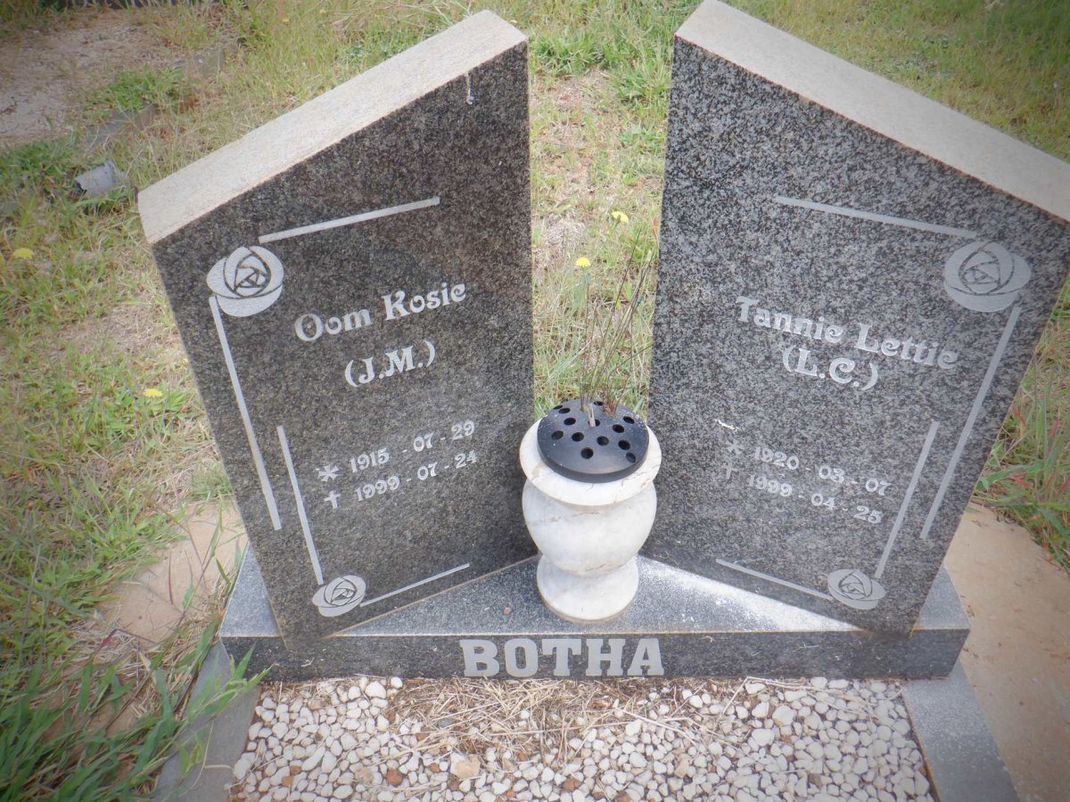 BOTHA J.M. 1915-1999 &amp; L.C. 1920-1999