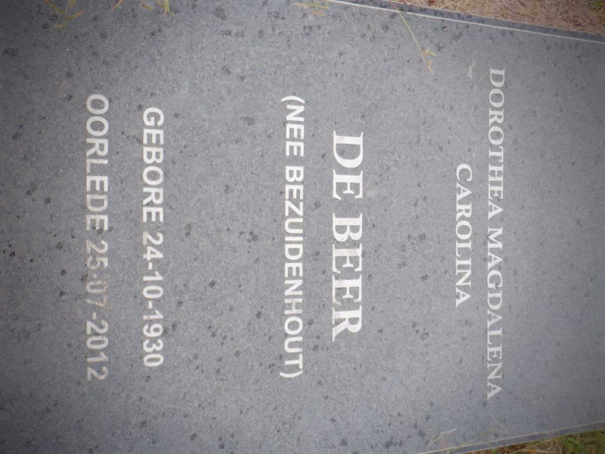 BEER Dorothea Magdalena Carolina, de nee BEZUIDENHOUT 1930-2012