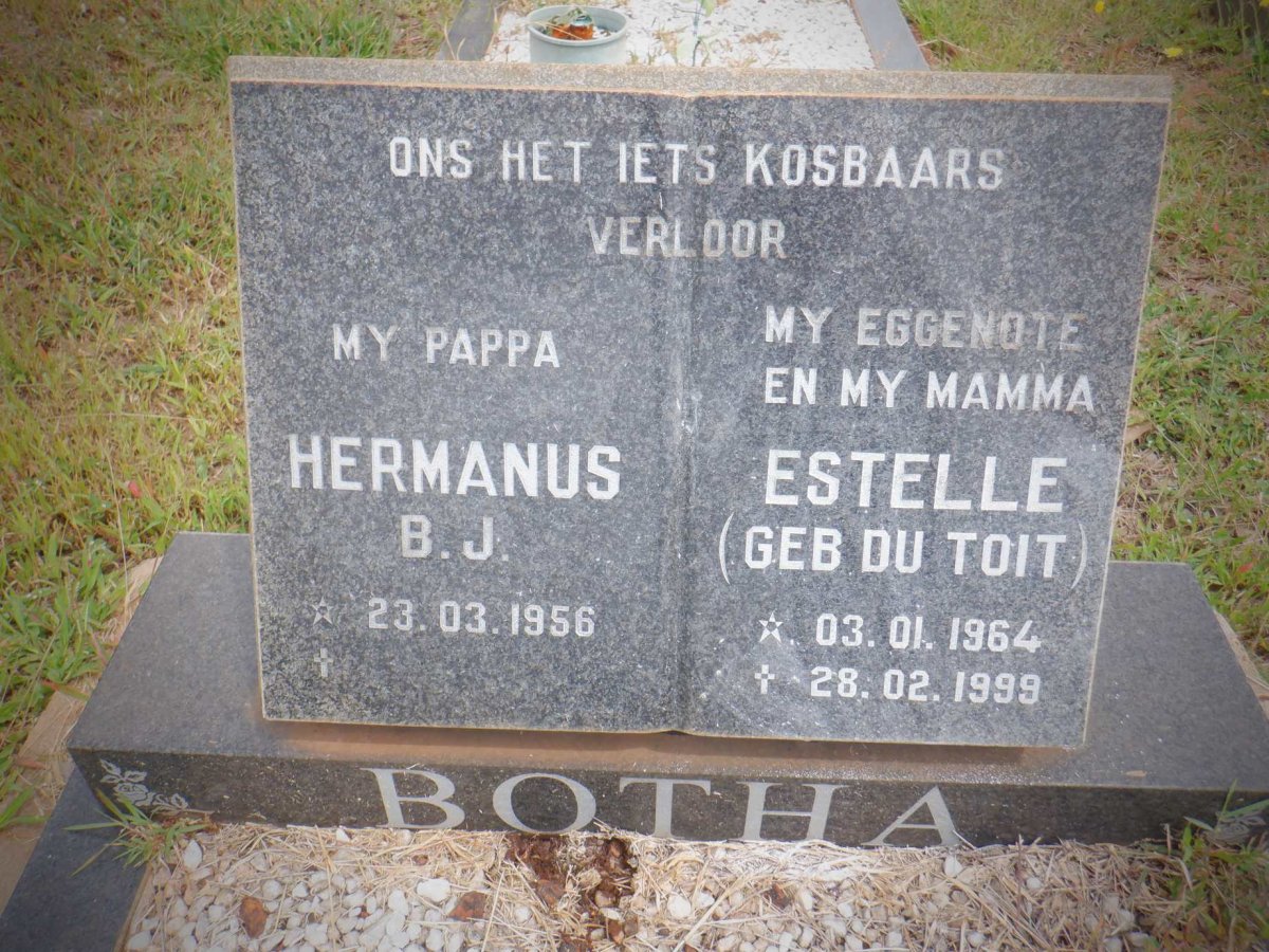 BOTHA Hermanus B.J. 1956- &amp; Estelle DU TOIT 1964-1999