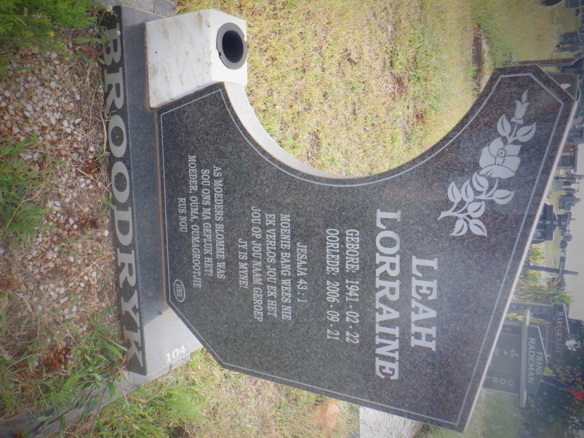 BROODRYK Leah Lorraine 1941-2006