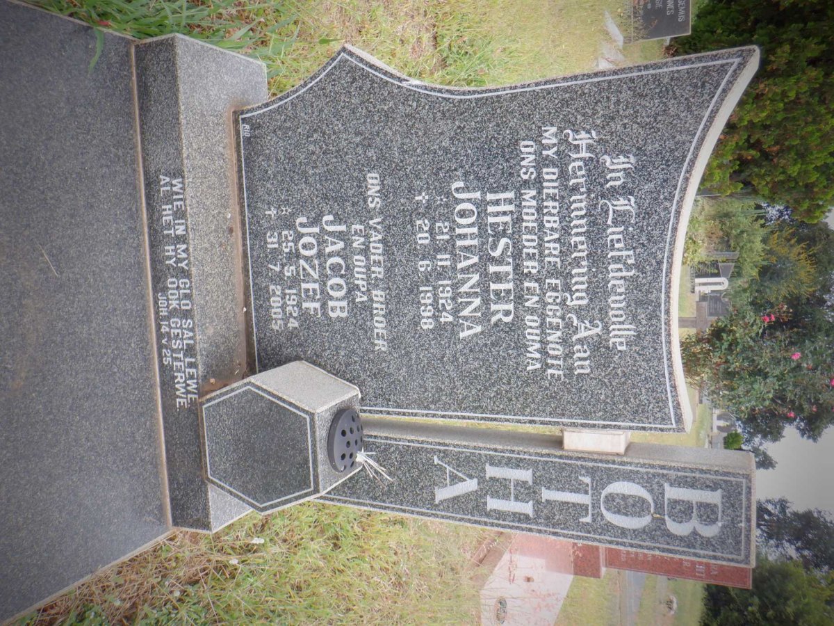 BOTHA Jacob Jozef 1924-2005 &amp; Hester Johanna 1924-1998