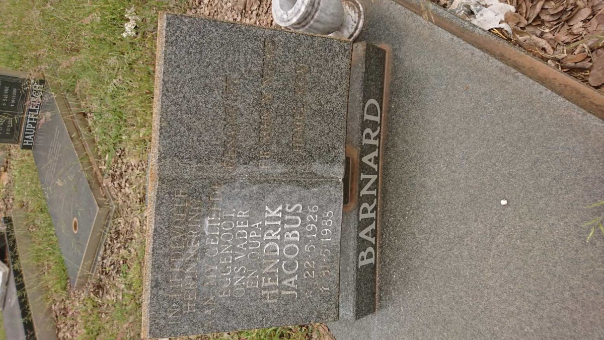 BARNARD Hendrik Jacobus 1926-1988