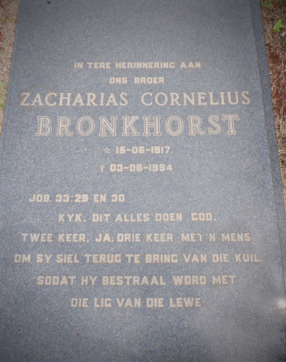 BRONKHORST Zacharias Cornelius 1917-1994