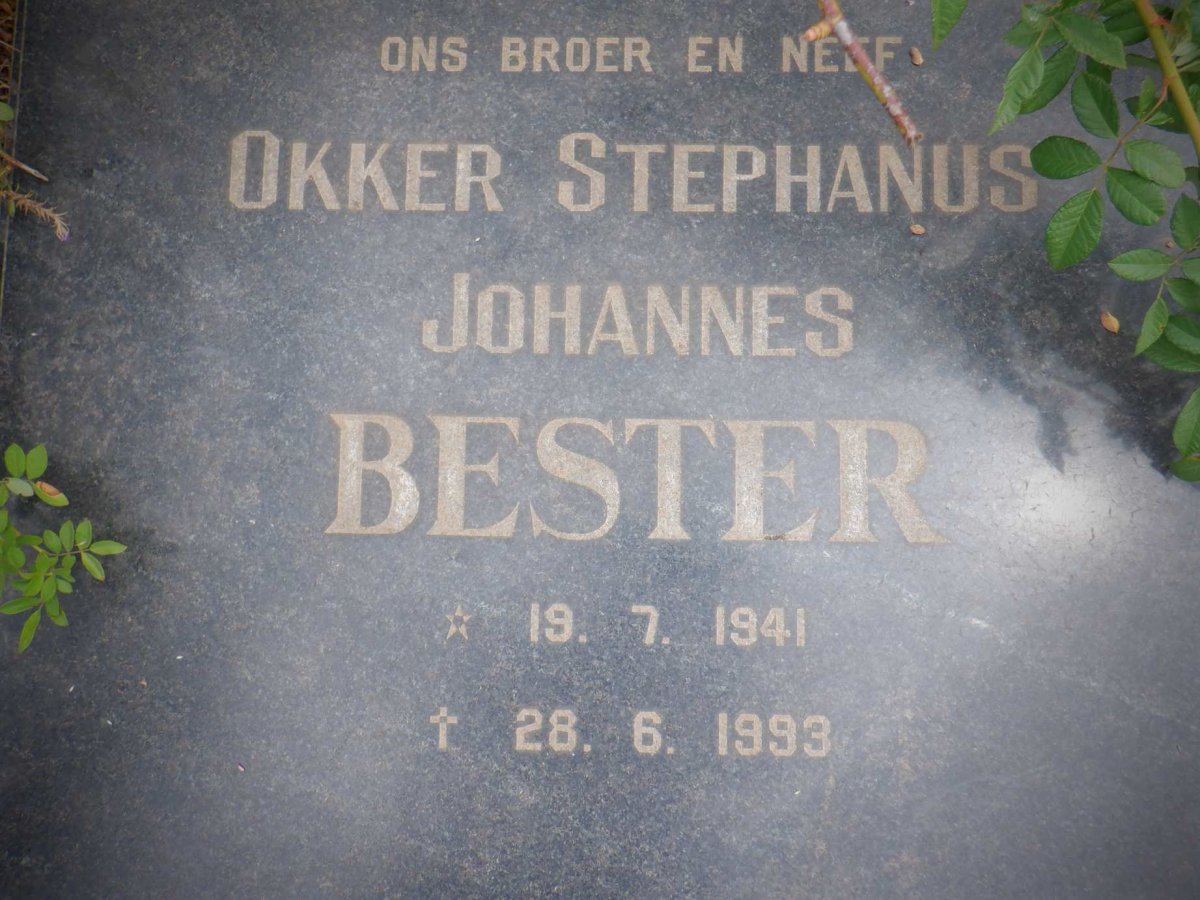 BESTER Okker Stephanus Johannes 1941-1993