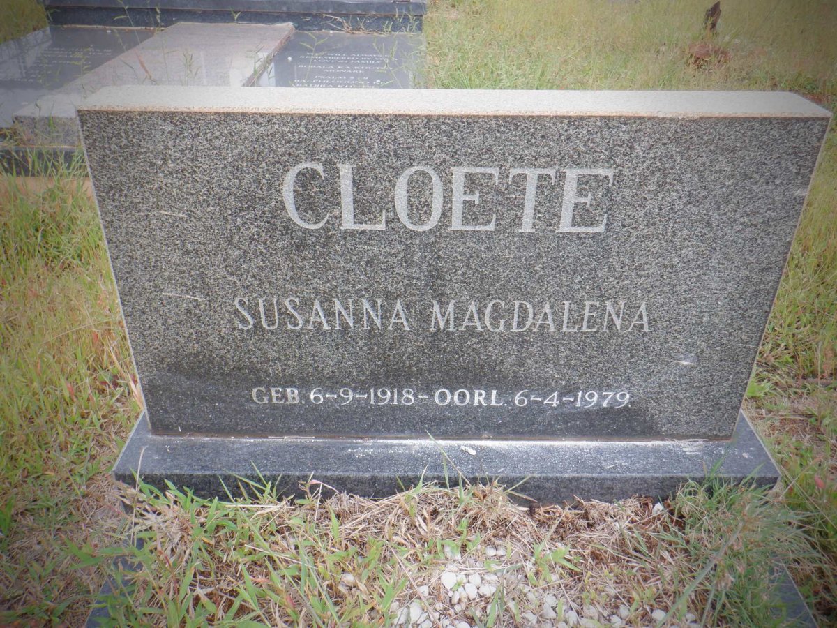 CLOETE Susanna Magdalena 1918-1979