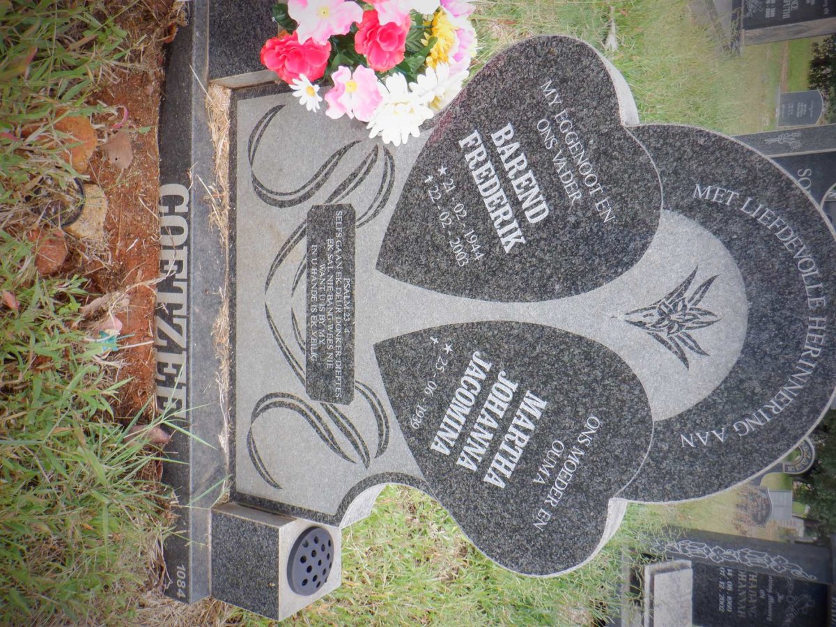 COETZEE Barend Frederik 1944-2003 &amp; Martha Johanna Jacomina 1939-