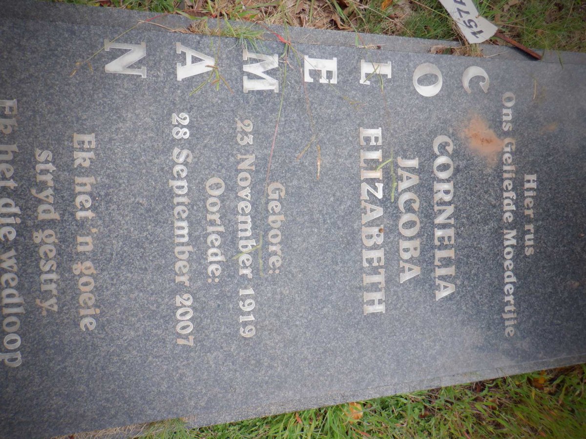 COLEMAN Cornelia Jacoba Elizabeth 1919-2007