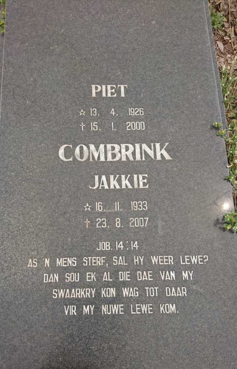 COMBRINK Piet 1926-2000 :: COMBRINK Jakkie 1933-2007