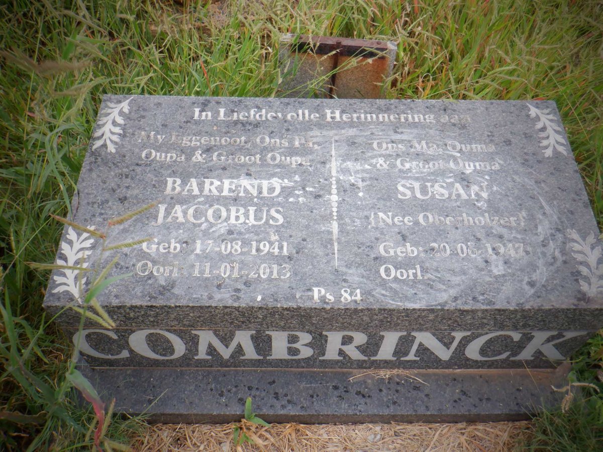 COMBRINCK Barend Jacobus 1941-2013 &amp; Susan OBERHOLZER 1947-