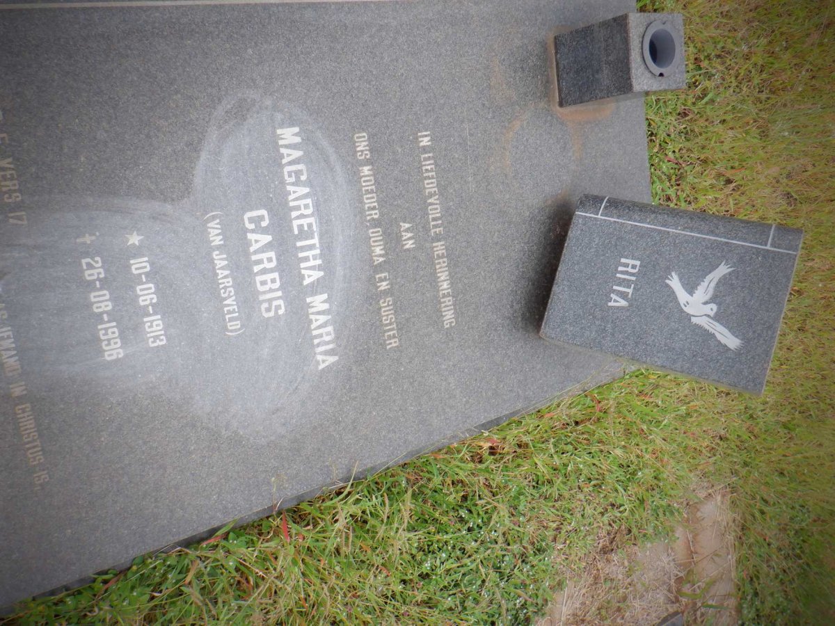 CARBIS Magaretha Maria nee VAN JAARSVELD 1913-1996