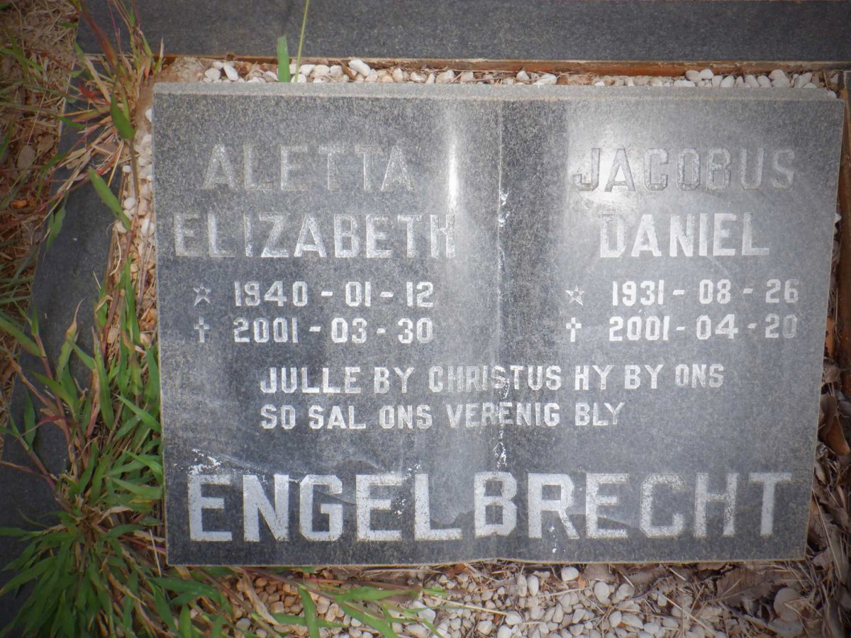 ENGELBRECHT Jacobus Daniel 1931-2001 &amp; Aletta Elizabeth 1940-2001