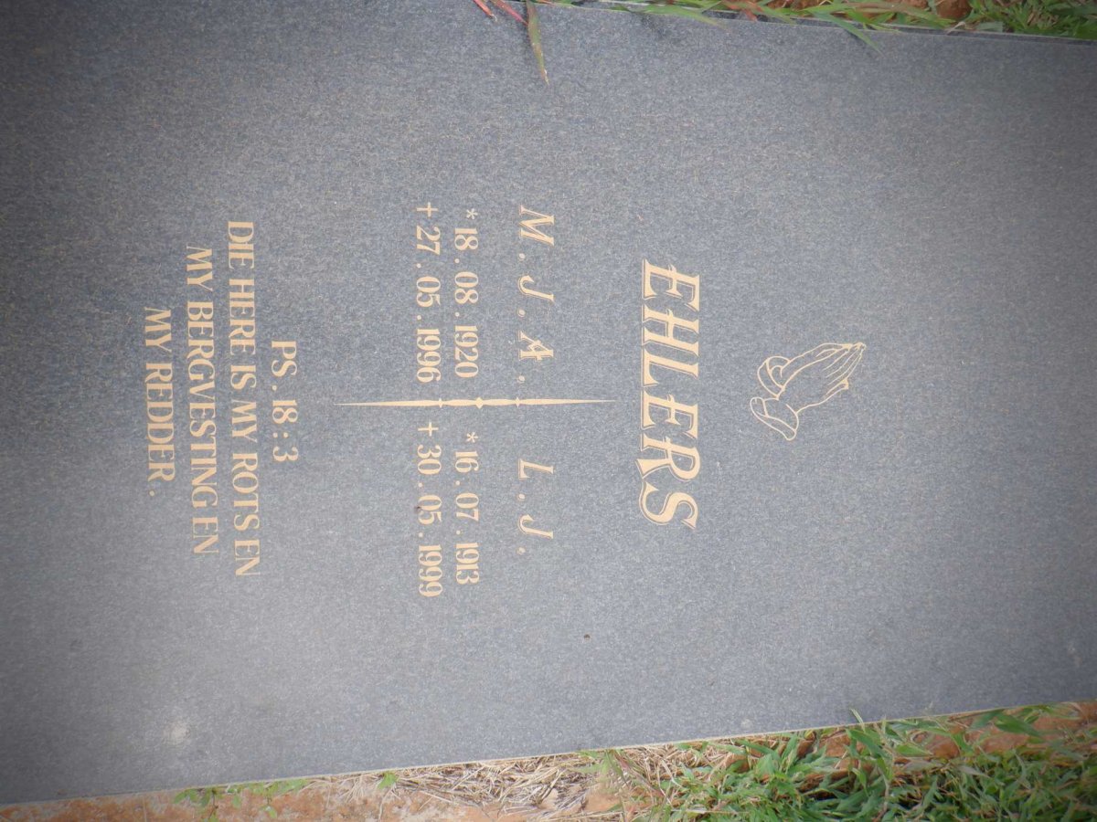 EHLERS M.J.A. 1920-1996 &amp; L.J. 1913-1999
