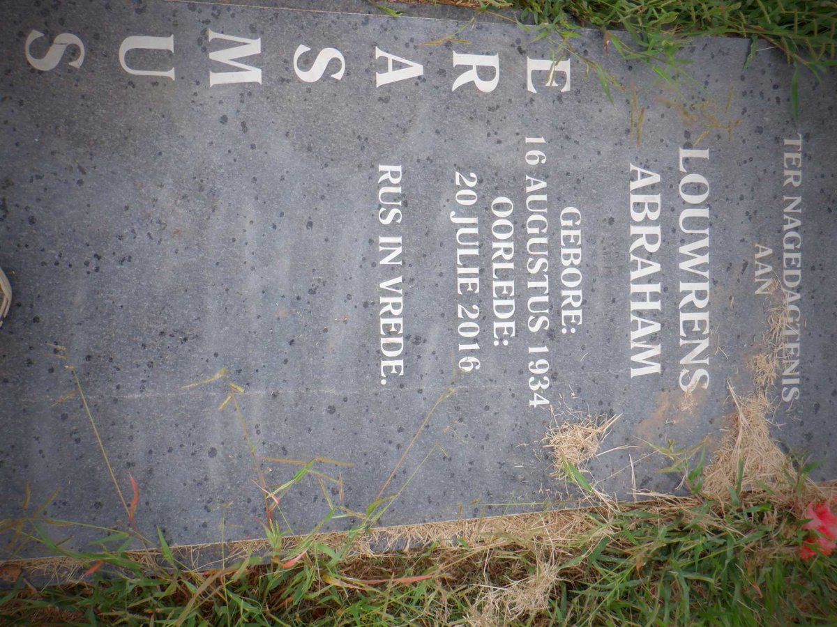 ERASMUS Louwrens Abraham 1934-2016