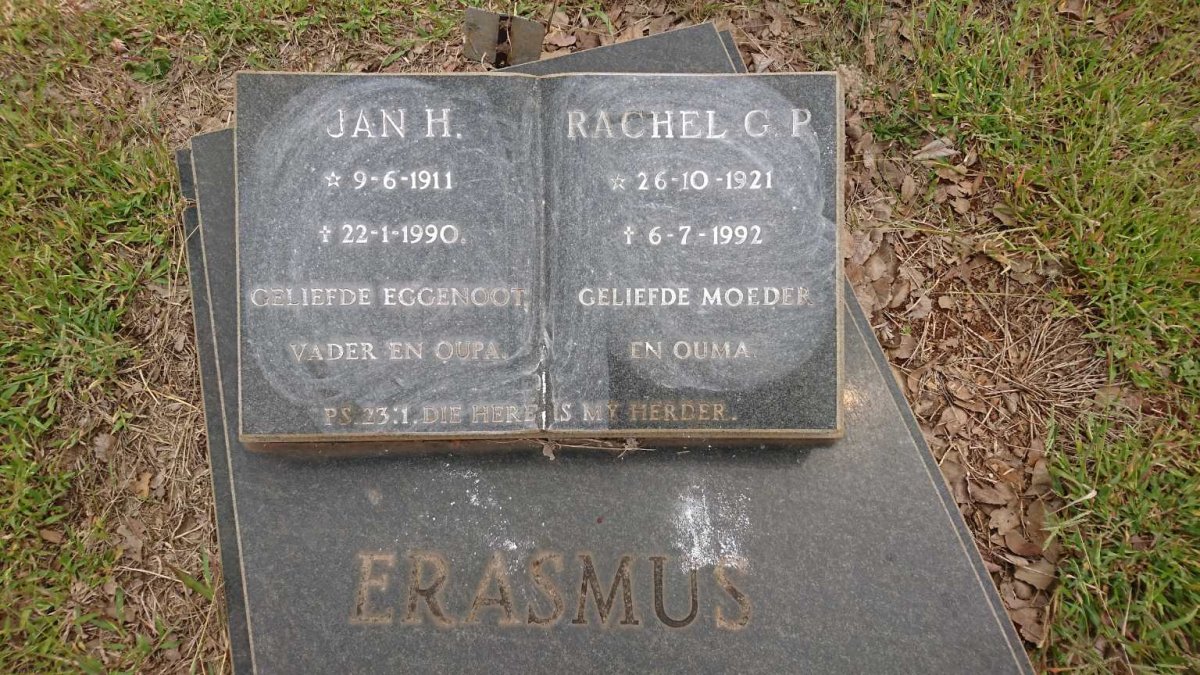 ERASMUS Jan H. 1911-1990 &amp; Rachel G.P. 1921-1992