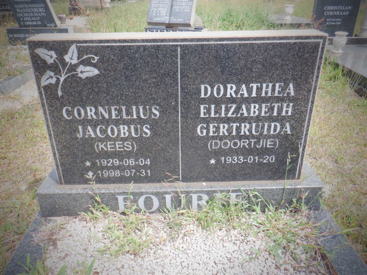 FOURIE Cornelius Jacobus 1929-1998 &amp; Dorathea Elizabeth Gertruida 1933-