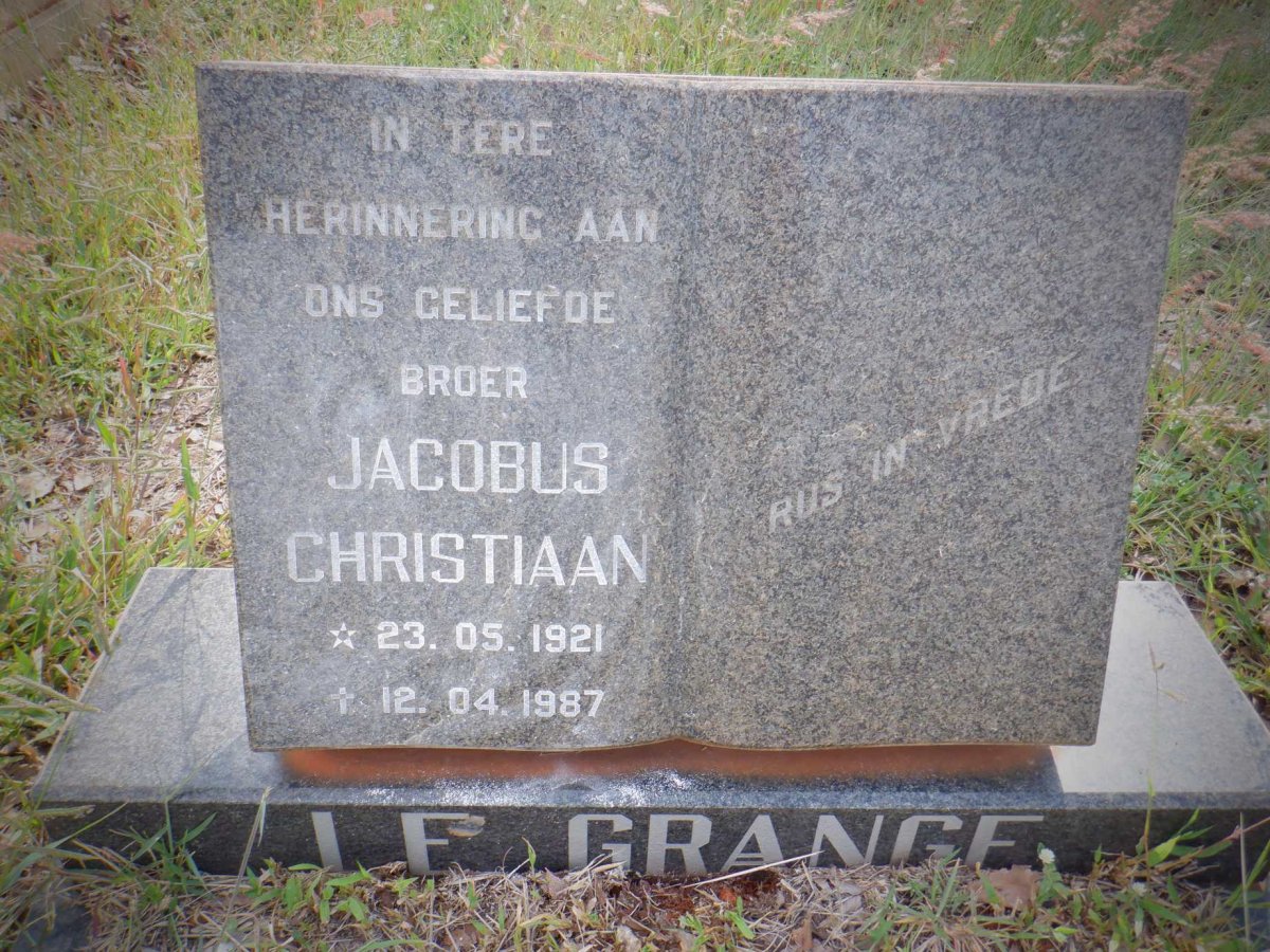 GRANGE Jacobus Christiaan, le 1921-1987