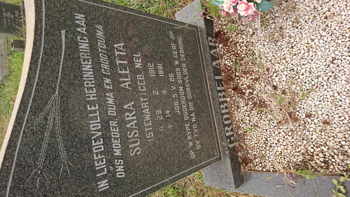 GROBBELAAR Susara Aletta formerly STEWART nee NEL 1912-1991