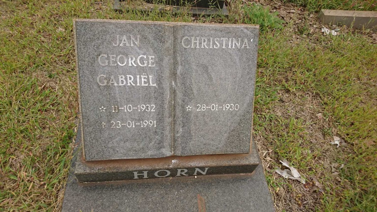 HORN Jan George Gabriel 1932-1991 &amp; Christina 1930-