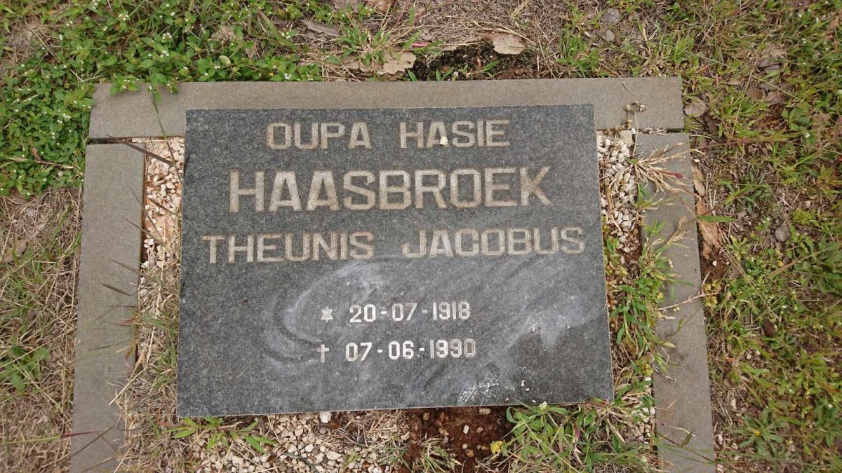 HAASBROEK Theunis Jacobus 1918-1990