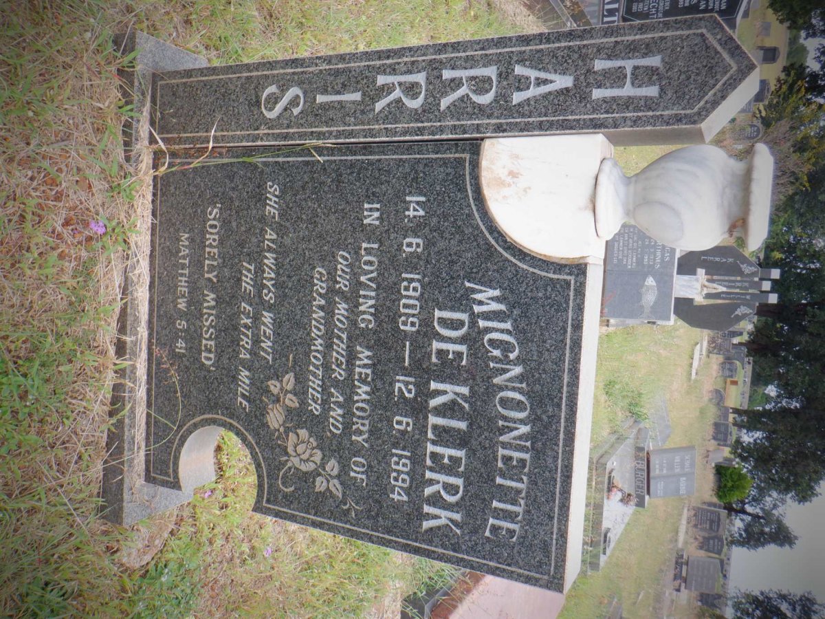 HARRIS Mignonette nee DE KLERK 1909-1994