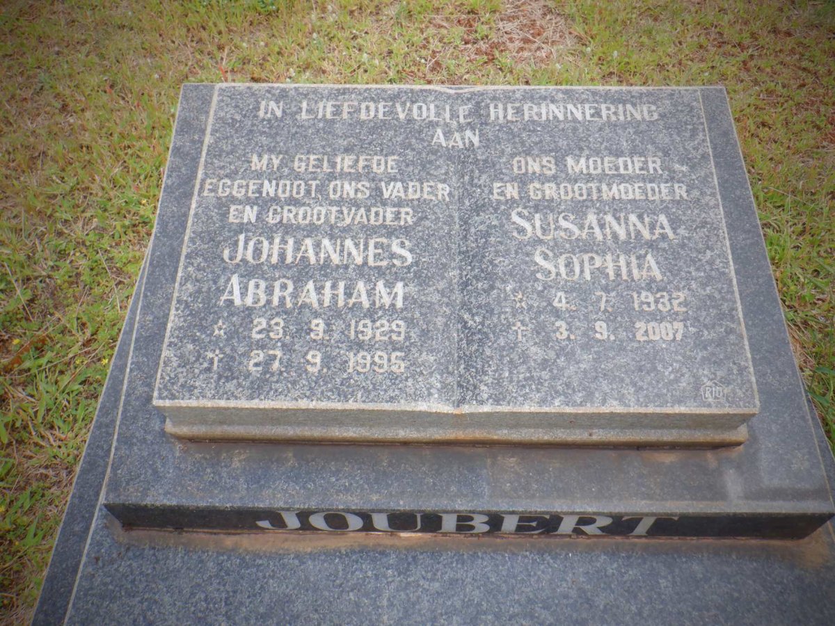 JOUBERT Johannes Abraham 1929-1995 &amp; Susanna Sophia 1932-2007