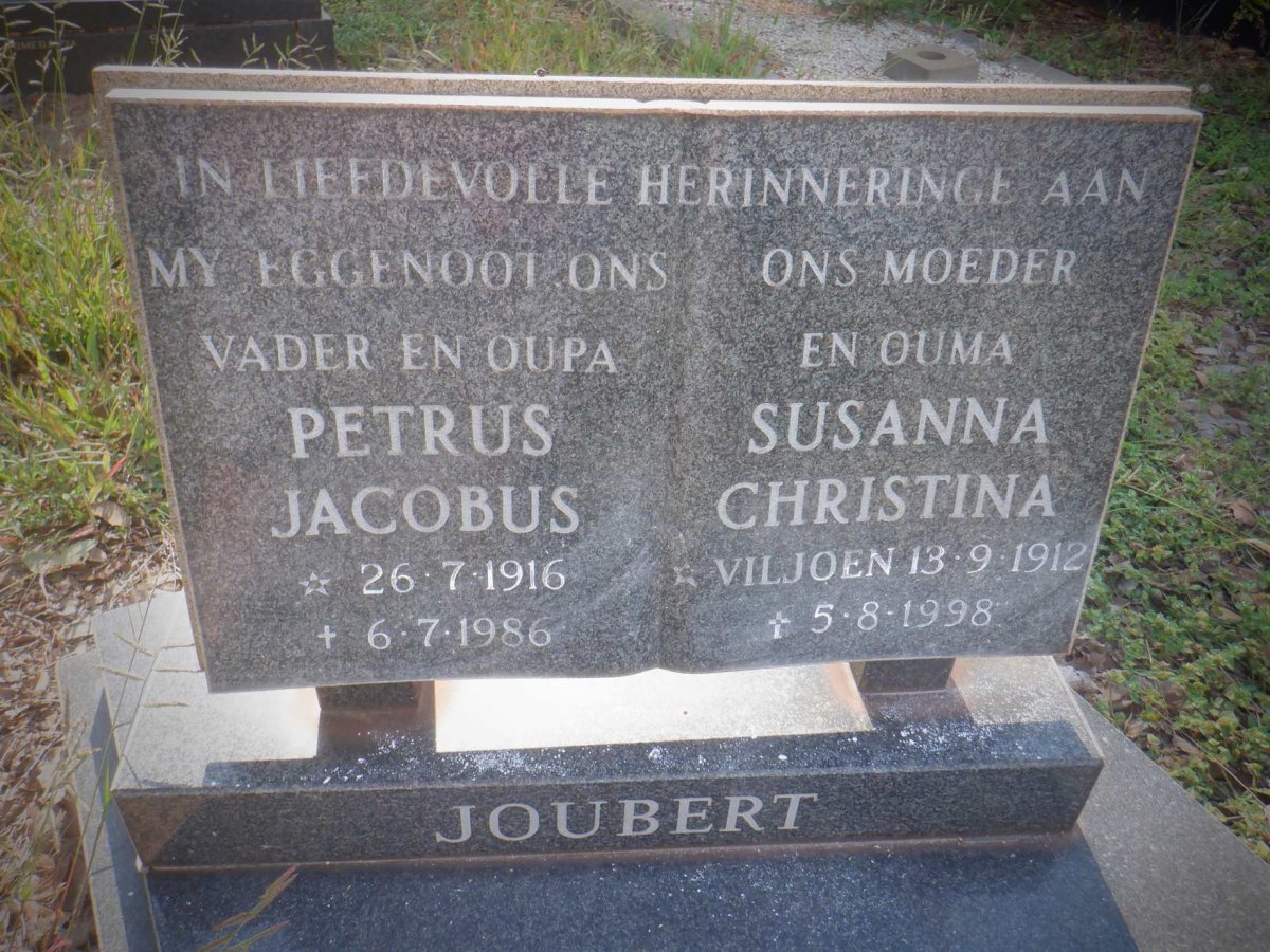 JOUBERT Petrus Jacobus 1916-1986 &amp; Susanna Christina VILJOEN 1912-1998