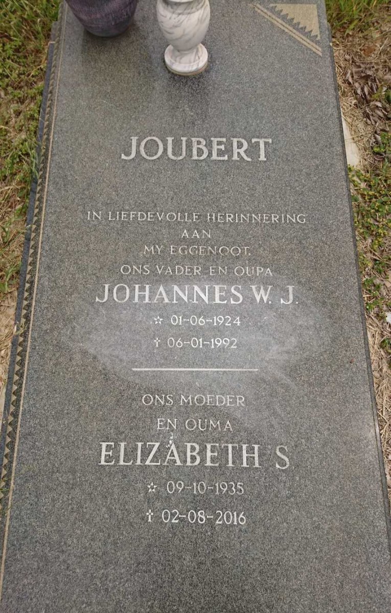 JOUBERT Johannes W.J. 1924-1992 &amp; Elizabeth S. 1935-2016