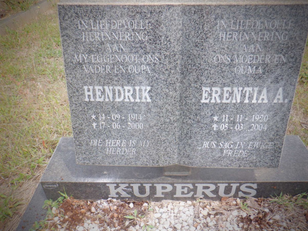 KUPERUS Hendrik 1914-2000 &amp; Erentia A. 1920-2004