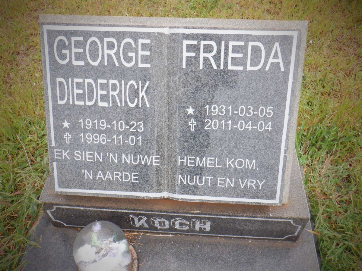 KOCH George Diederick 1919-1996 &amp; Frieda 1931-2011