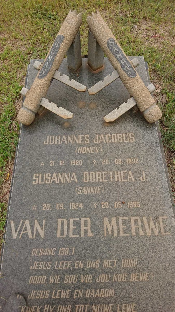 MERWE Johannes Jacobus, van der 1920-1992 &amp; Susanna Dorothea J. 1924-1995