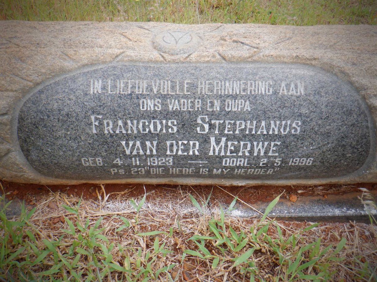 MERWE Francois Stephanus, van der 1923-1996