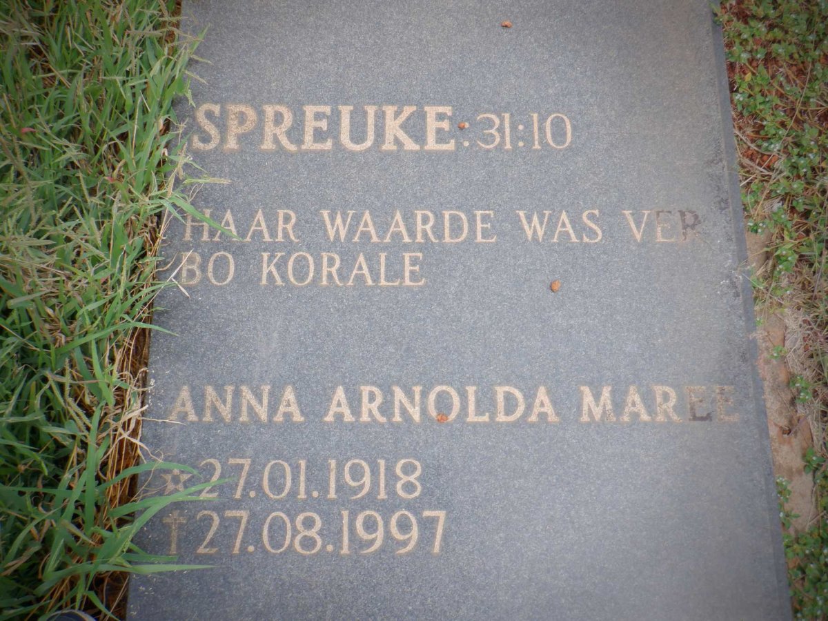 MAREE Anna Arnolda 1918-1997
