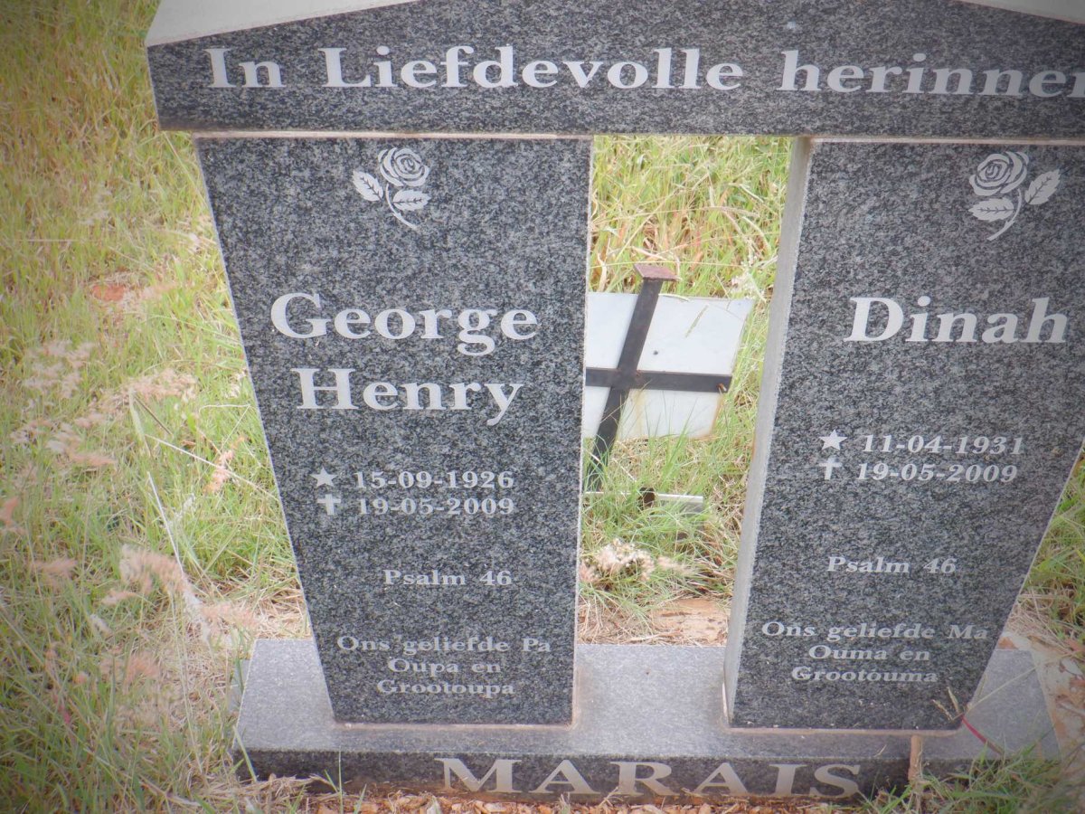 MARAIS George Henry 1926-2009 &amp; Dinah 1931-2009