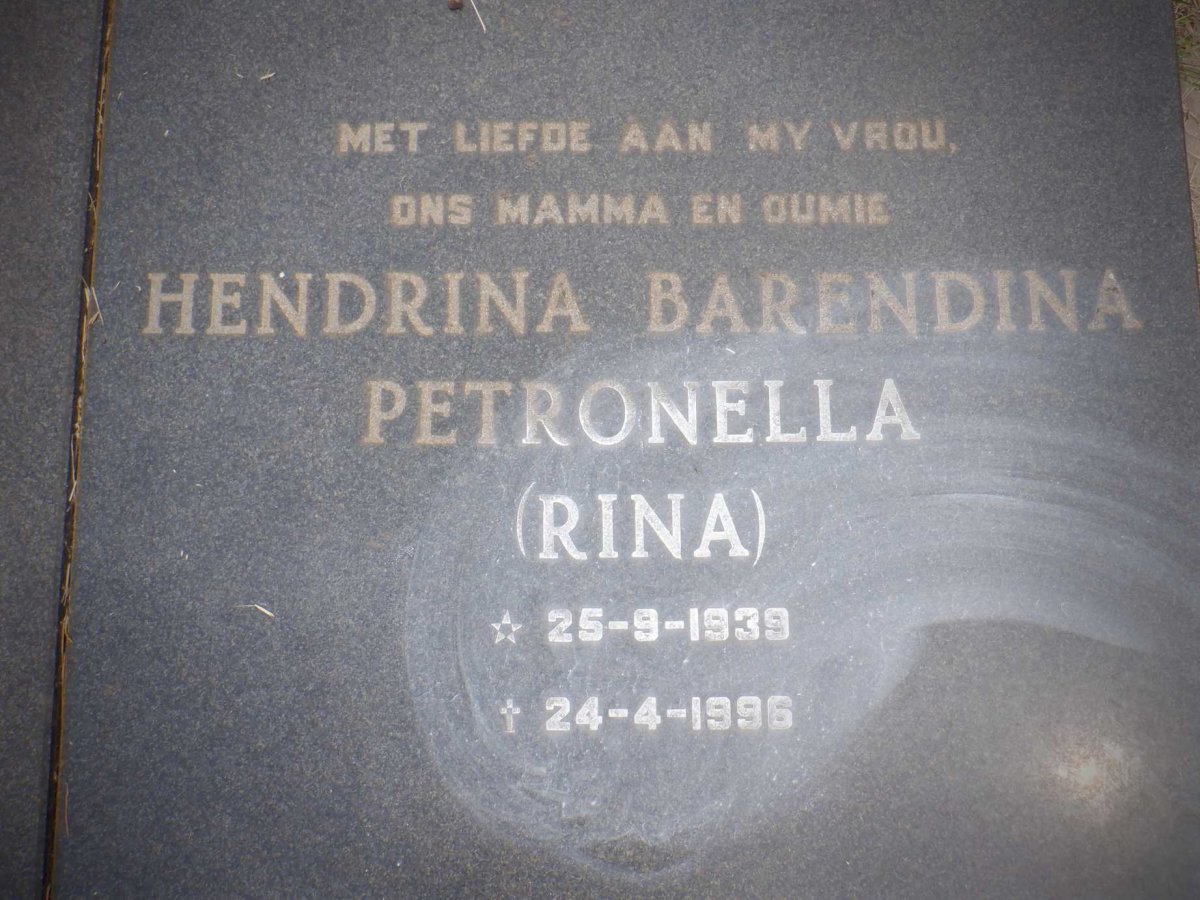 MINNIE Jan George 1931-2002 &amp; Hendrina Barendina Petronella 1939-1996