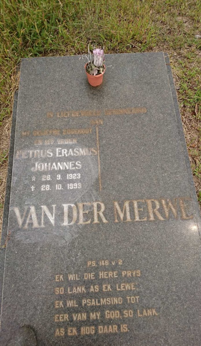 MERWE Petrus Erasmus Johannes, van der 1923-1993