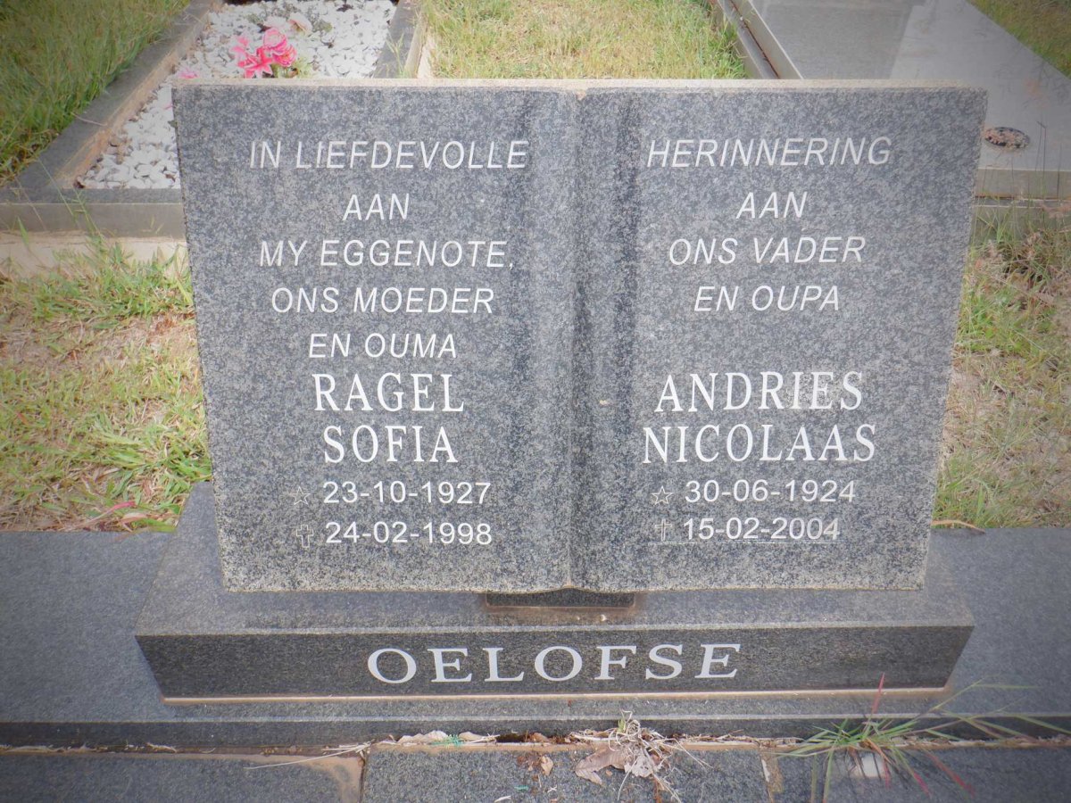 OELOFSE Andries Nicolaas 1924-2004 &amp; Ragel Sofia 1927-1998
