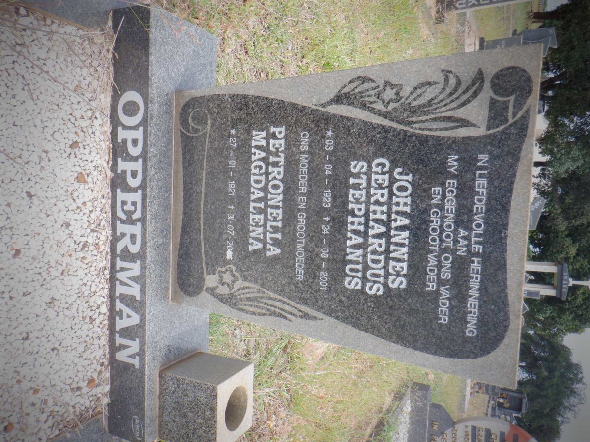 OPPERMAN Johannes Gerhardus Stephanus 1923-2001 &amp; Petronella Magdalena 1921-2006