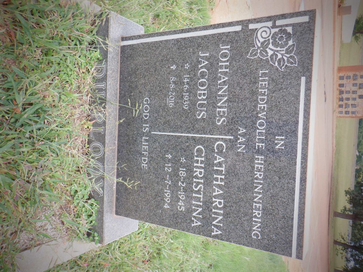 PLOOY Johannes Jacobus, du 1939-2016 &amp; Catharina Christina 1945-1994