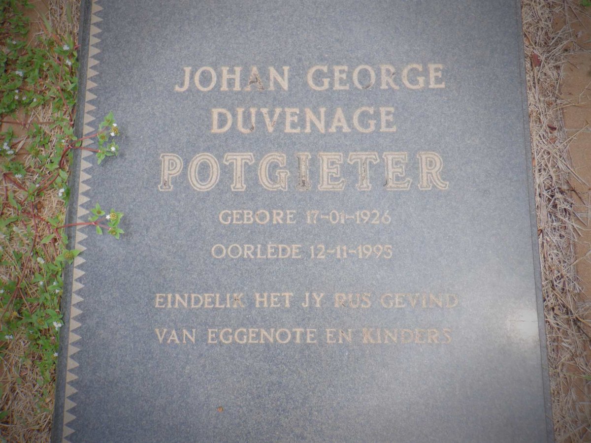 POTGIETER Johan George Duvenage 1926-1995