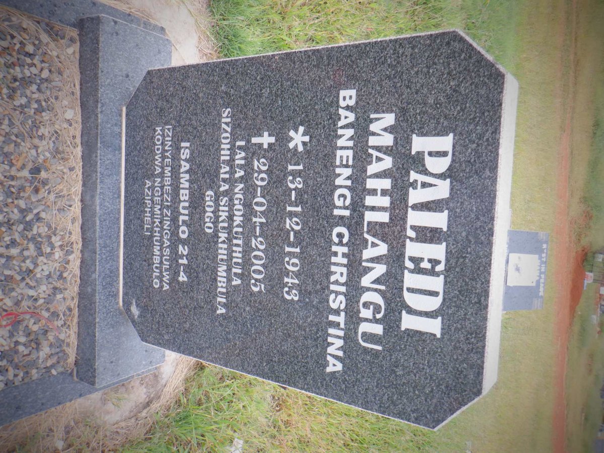 PALEDI Mahlangu Banengi Christina 1943-2005