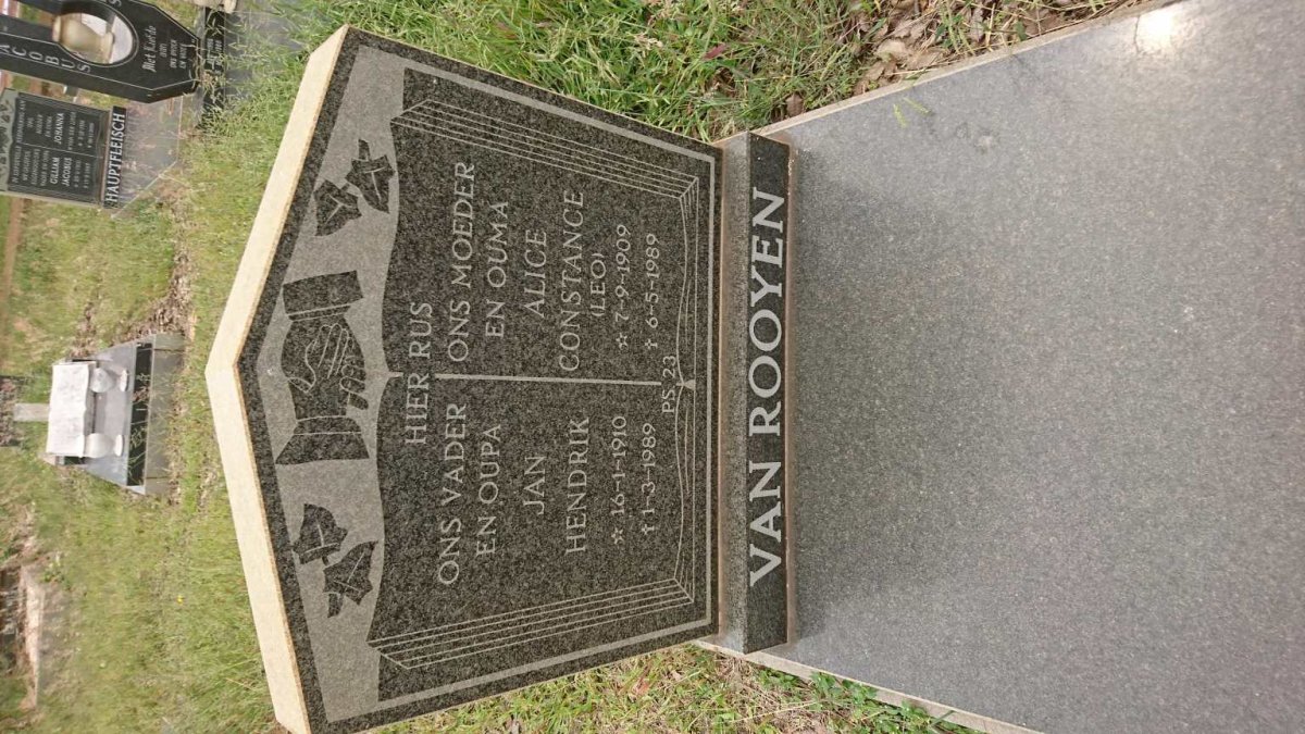 ROOYEN Jan Hendrik, van 1910-1989 &amp; Alice Constance 1909-1989